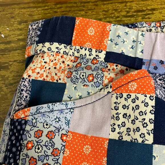 Lands' End Floral Patchwork Pull On Pants Sz 14 Country Boho Cottage Mid Rise - Picture 4 of 8